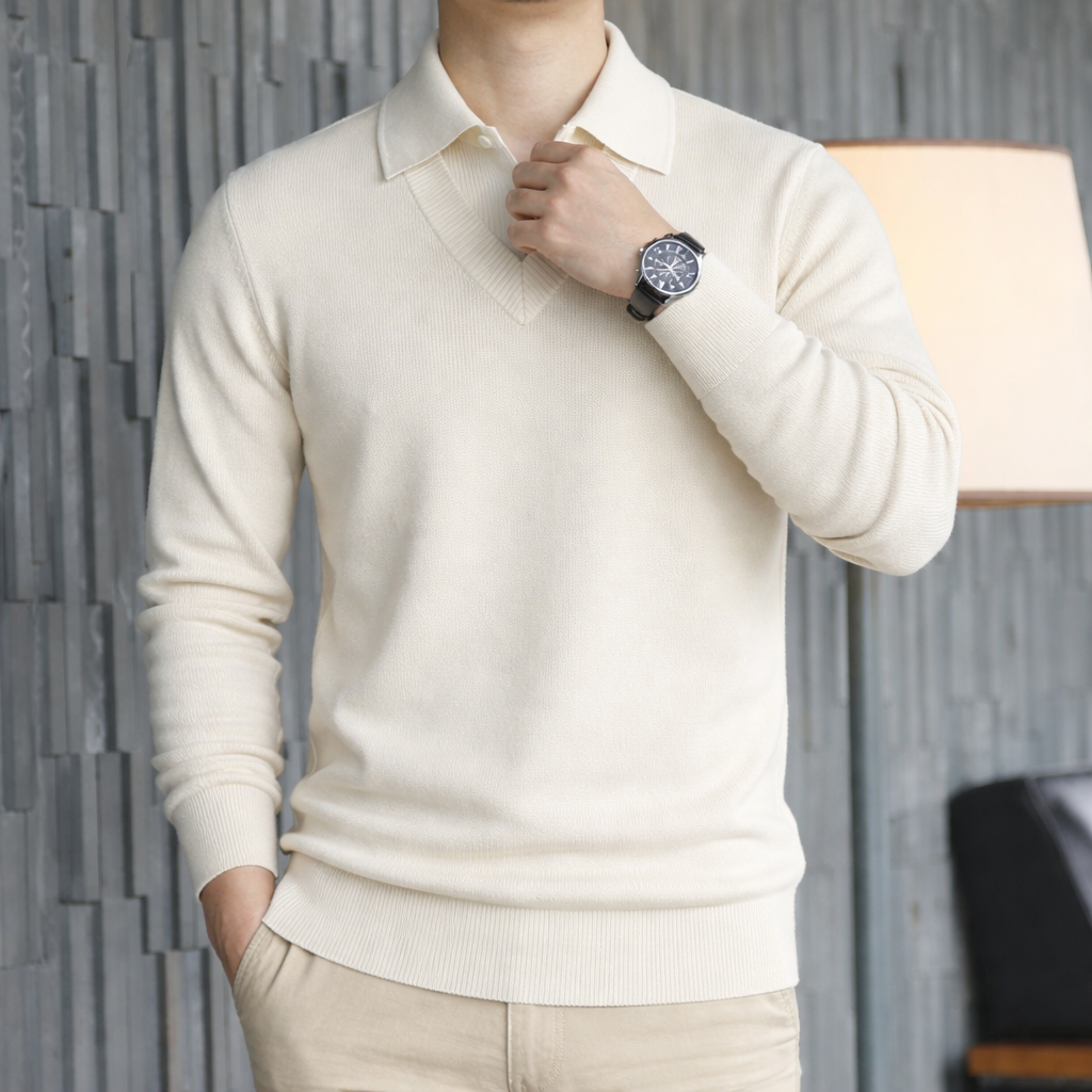 Ivory Crest Knit Polo
